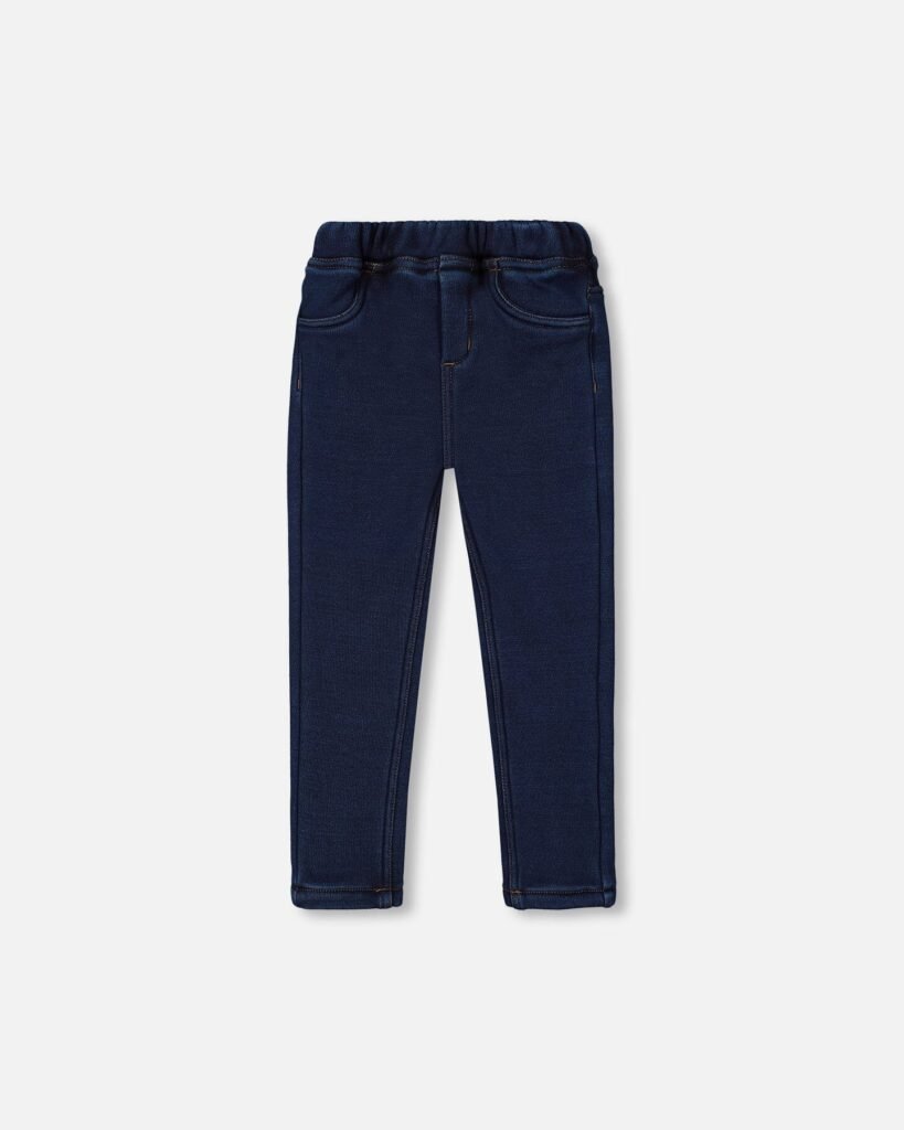 Jeggings with Plush Lining for Girls – Dark Blue Denim by Deux par Deux | Cozy, Stylish & Comfortable Kids’ Denim Jeggings