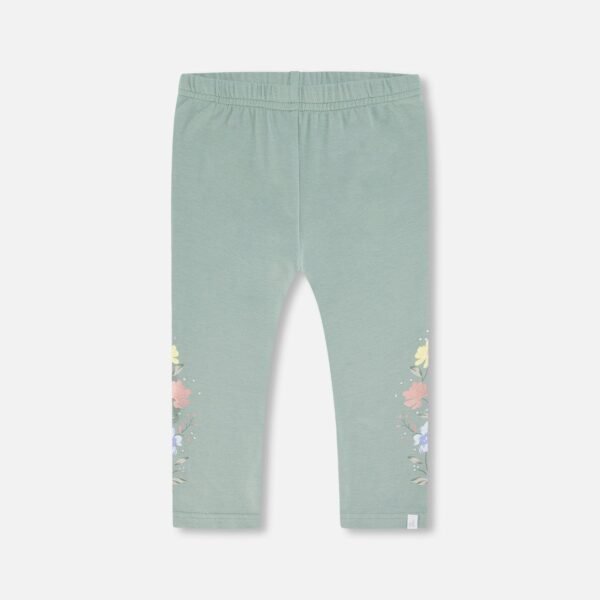 Organic Cotton Capri Legging for Girls – Olive Green by Deux par Deux | Soft, Stretchy & Eco-Friendly Kidswear