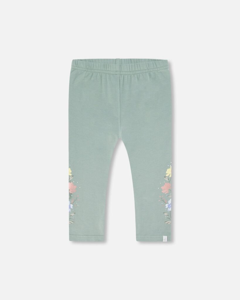 Organic Cotton Capri Legging for Girls – Olive Green by Deux par Deux | Soft, Stretchy & Eco-Friendly Kidswear