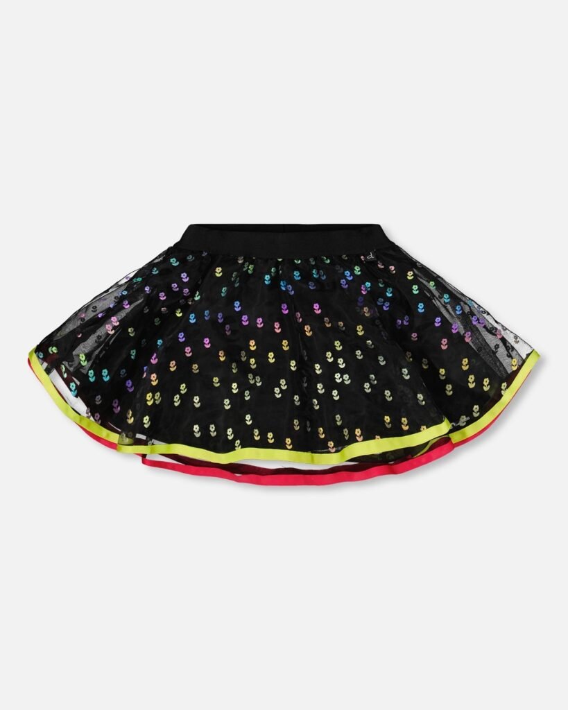 Printed Mesh Skirt for Girls – Multicolor Rainbow by Deux par Deux | Whimsical, Stylish & Comfortable Kidswear