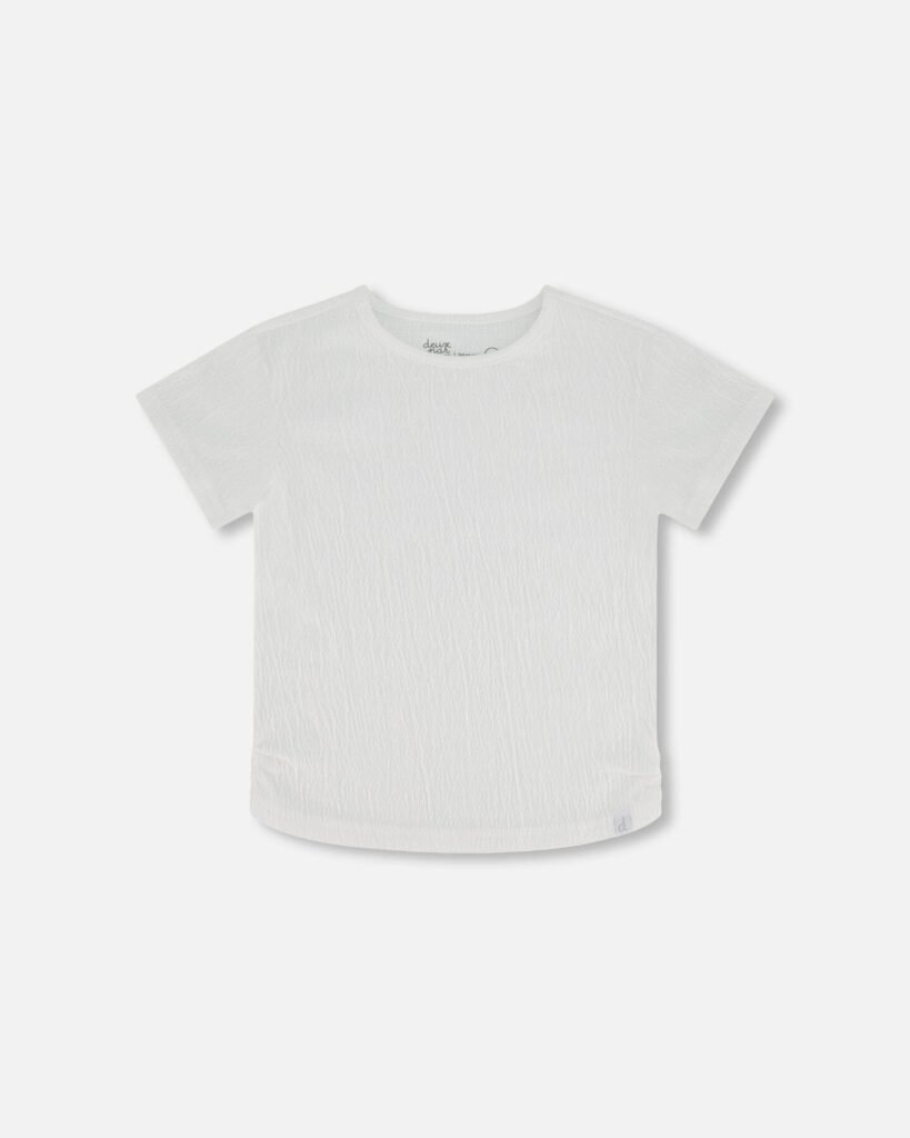 Crinkle Jersey Top for Girls – Stylish Off White Top by Deux par Deux | Comfortable & Versatile Kids Clothing