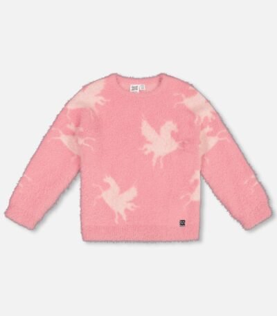 Jacquard Unicorn Sweater – Hairy Knit Pink Pullover for Girls | Cozy Kids Clothing