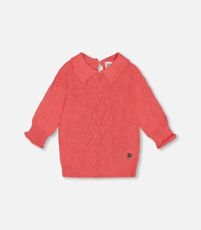 3/4 Knit Sweater With Collar Coral