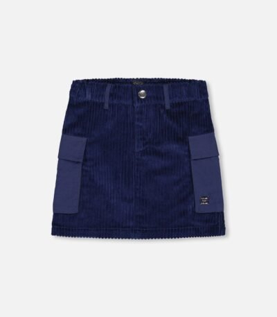 Girls Navy Corduroy Skirt with Cargo Pockets – Stylish & Durable by Deux par Deux