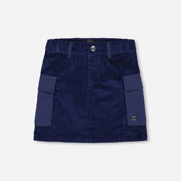 Girls Navy Corduroy Skirt with Cargo Pockets – Stylish & Durable by Deux par Deux