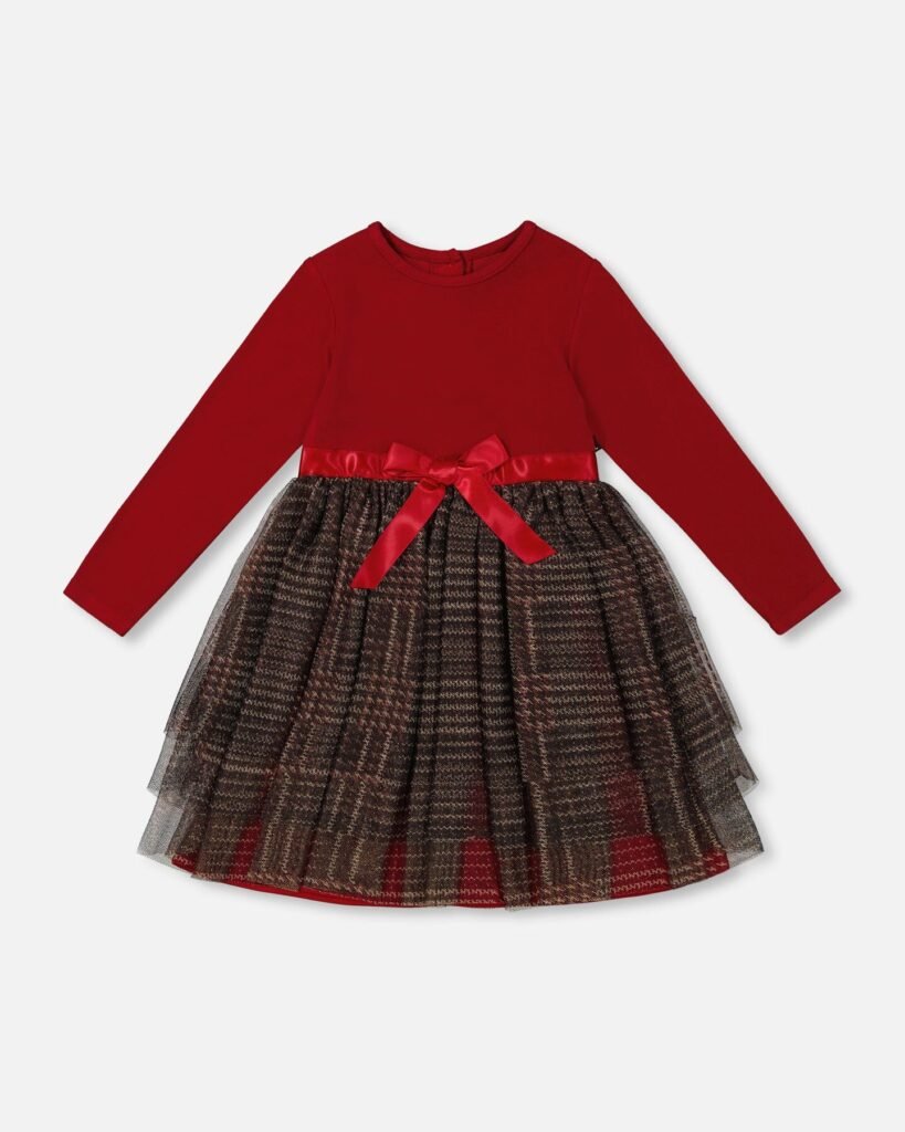 Red Plaid Tulle Skirt for Girls – Sparkling Holiday Dress by Deux par Deux | Festive & Stylish Party Outfit