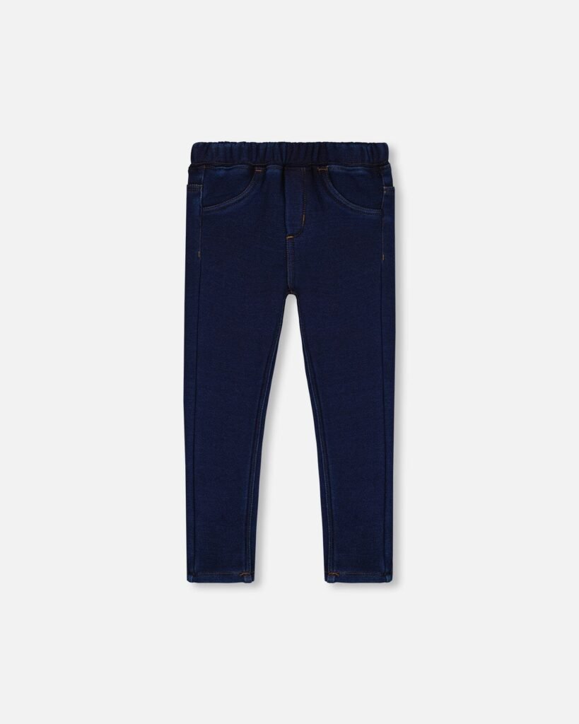 Girls Plush Lined Denim Jeggings – Cozy Dark Blue Winter Pants by Deux par Deux | Warm, Stylish & Stretchy Fit
