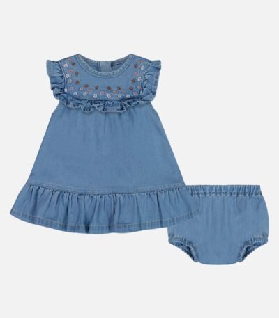 Baby Girls Light Denim Dress and Bloomer Set by Deux par Deux – Soft, Stylish & Adorably Chic Outfit for Kids