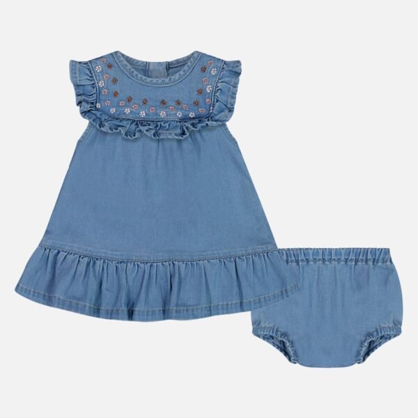 Baby Girls Light Denim Dress and Bloomer Set by Deux par Deux – Soft, Stylish & Adorably Chic Outfit for Kids