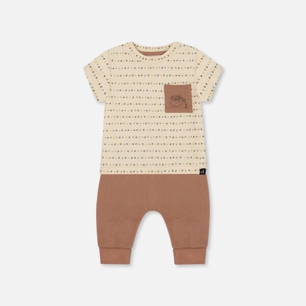 Adorable Cotton Top and Pant Set for Baby Boys – Organic, Printed Monkey Design in Brown & Beige