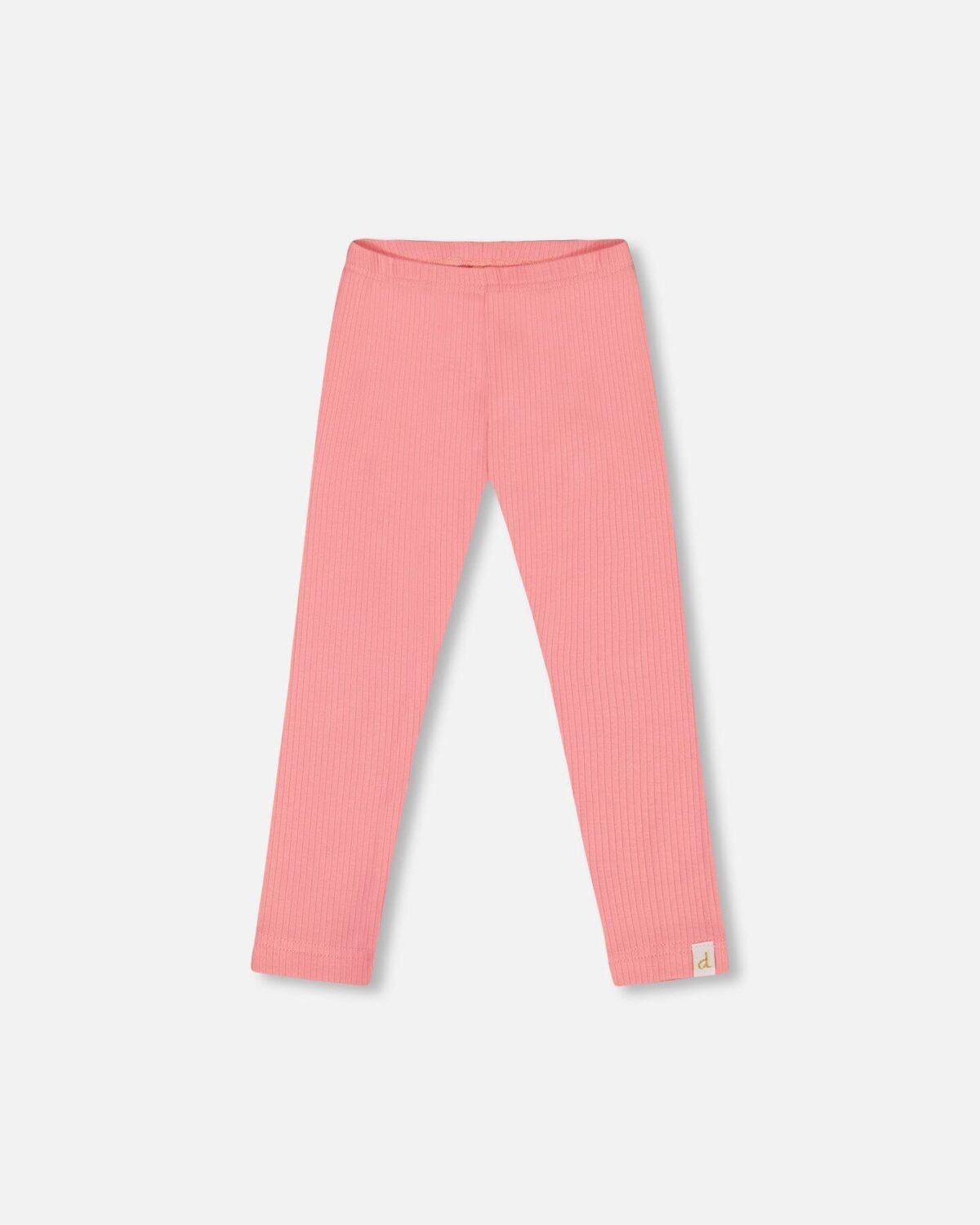 Flat Back Rib Leggings for Girls – Coral Pink | Comfortable & Stylish Kids Clothing by Deux par Deux