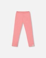 Flat Back Rib Leggings for Girls – Coral Pink | Comfortable & Stylish Kids Clothing by Deux par Deux