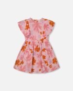 Charming Girls Floral Muslin Dress – Pink & Coral Flowers by Deux par Deux | Soft, Stylish & Perfect for Summer
