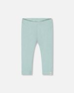 Soft Ribbed Capri Leggings for Girls – Pale Teal by Deux par Deux | Comfy, Stylish & Stretchy Everyday Wear