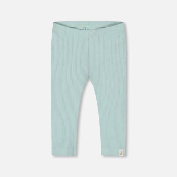 Soft Ribbed Capri Leggings for Girls – Pale Teal by Deux par Deux | Comfy, Stylish & Stretchy Everyday Wear
