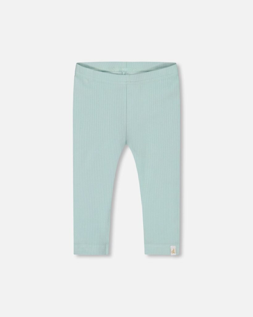 Soft Ribbed Capri Leggings for Girls – Pale Teal by Deux par Deux | Comfy, Stylish & Stretchy Everyday Wear