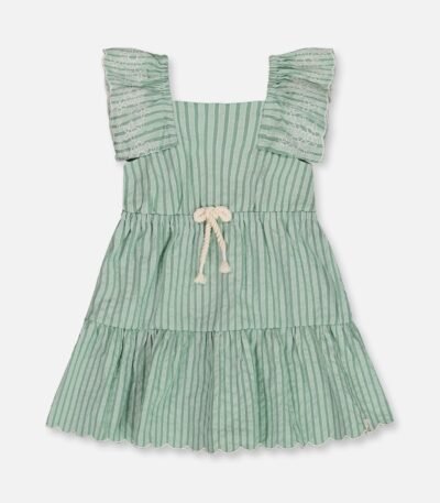 Mint Green Chambray Dress for Girls – Embroidered Tiered Dress by Deux par Deux | Soft, Stylish & Elegant