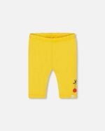Girls Organic Cotton Biker Leggings – Yellow Cherry Accent by Deux par Deux | Comfy, Eco-Friendly Summer Style