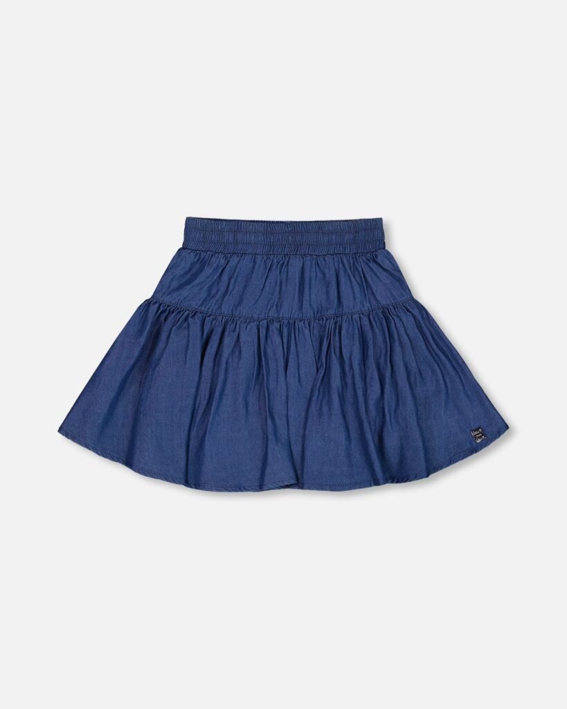 Girls Chambray Skort – Navy Blue Flared Skort by Deux par Deux | Stylish, Comfortable & Versatile Kids Clothing