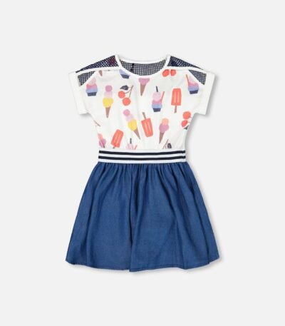Girls Organic Cotton Denim Dress – Multicolor Chambray Style by Deux par Deux | Eco-Friendly & Stylish Kidswear