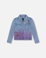 Charming Denim Jeans Jacket for Kids with Floral Embroidery – Stylish Blue Jeans Outerwear