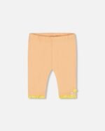 Girls Organic Cotton Biker Shorts with Frills – Light Orange & Yellow by Deux par Deux | Stylish & Comfortable Kids Clothing