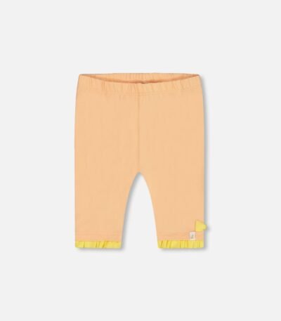 Girls Organic Cotton Biker Shorts with Frills – Light Orange & Yellow by Deux par Deux | Stylish & Comfortable Kids Clothing