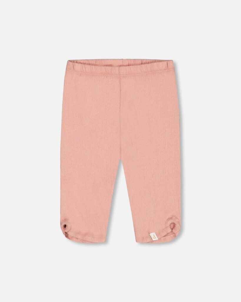 Girls Crinkle Jersey Capri Legging – Dark Old Pink by Deux par Deux | Stylish & Comfortable Kids' Fashion