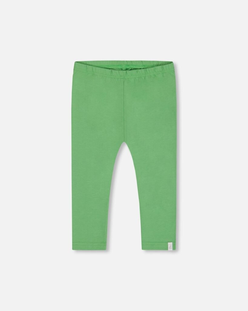 Organic Cotton Green Leggings for Girls – Soft Green Capri by Deux par Deux | Eco-Friendly Comfort for Kids