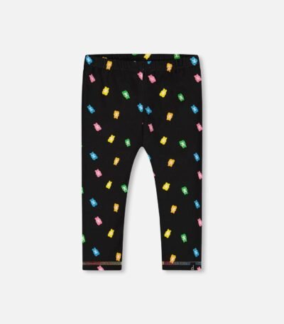 Girls Printed Capri Legging – Black and Multicolored Gummies by Deux par Deux | Comfortable & Stylish Kids Clothing