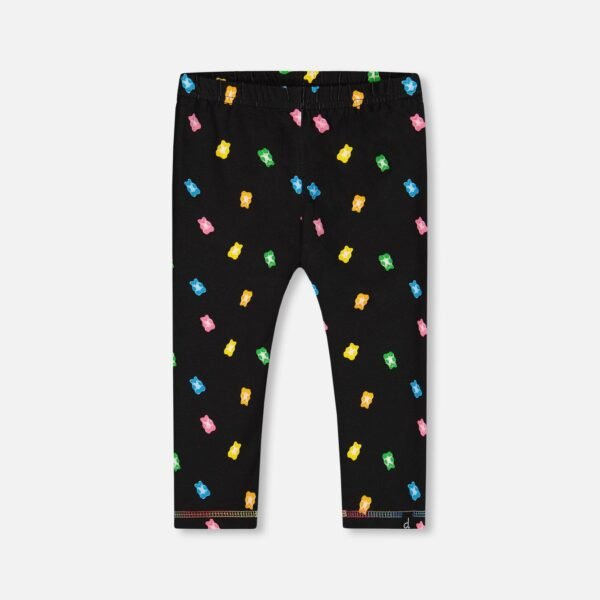 Girls Printed Capri Legging – Black and Multicolored Gummies by Deux par Deux | Comfortable & Stylish Kids Clothing