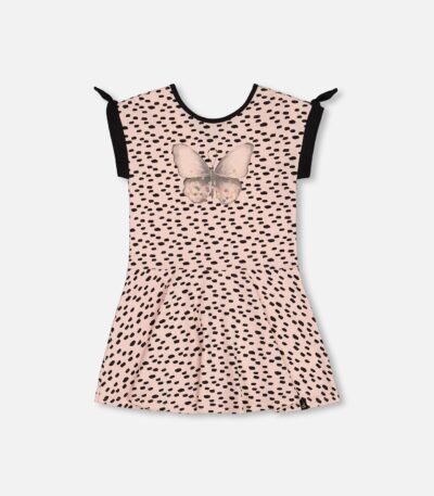 Girls Organic Cotton Butterfly Dress – Black & Pink by Deux par Deux | Soft, Stylish & Eco-Friendly