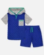Cool Terry Top and Shorts Set for Boys – Blue & Gray by Deux par Deux | Sporty & Comfortable Kids Outfit