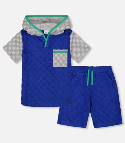 Cool Terry Top and Shorts Set for Boys – Blue & Gray by Deux par Deux | Sporty & Comfortable Kids Outfit