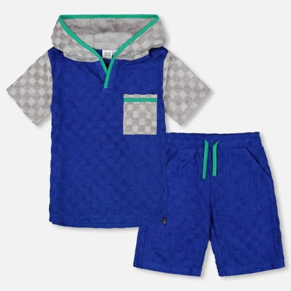Cool Terry Top and Shorts Set for Boys – Blue & Gray by Deux par Deux | Sporty & Comfortable Kids Outfit