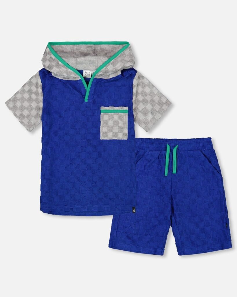Cool Terry Top and Shorts Set for Boys – Blue & Gray by Deux par Deux | Sporty & Comfortable Kids Outfit