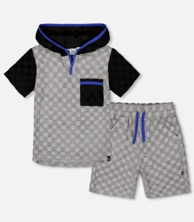 Printed Hooded Terry Top And Shorts Set