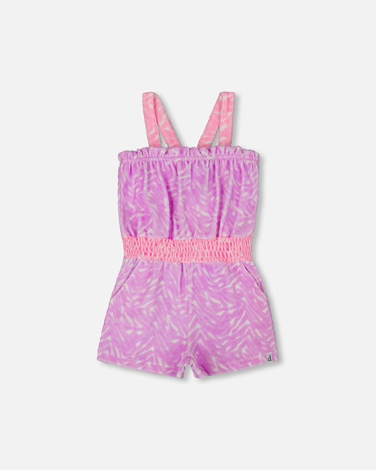 Printed Terry Cloth Romper for Girls – Vibrant Pink & White Playwear by Deux par Deux | Soft & Stylish Kids Clothing