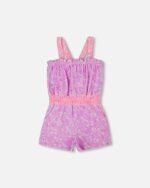 Printed Terry Cloth Romper for Girls – Vibrant Pink & White Playwear by Deux par Deux | Soft & Stylish Kids Clothing