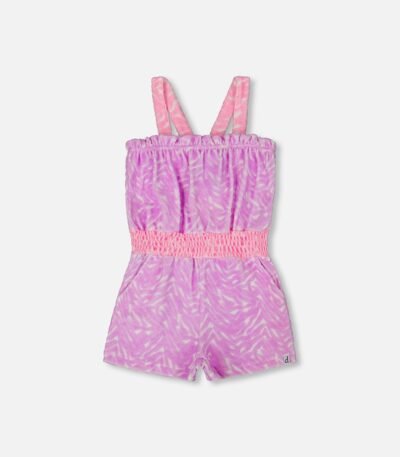 Printed Terry Cloth Romper for Girls – Vibrant Pink & White Playwear by Deux par Deux | Soft & Stylish Kids Clothing