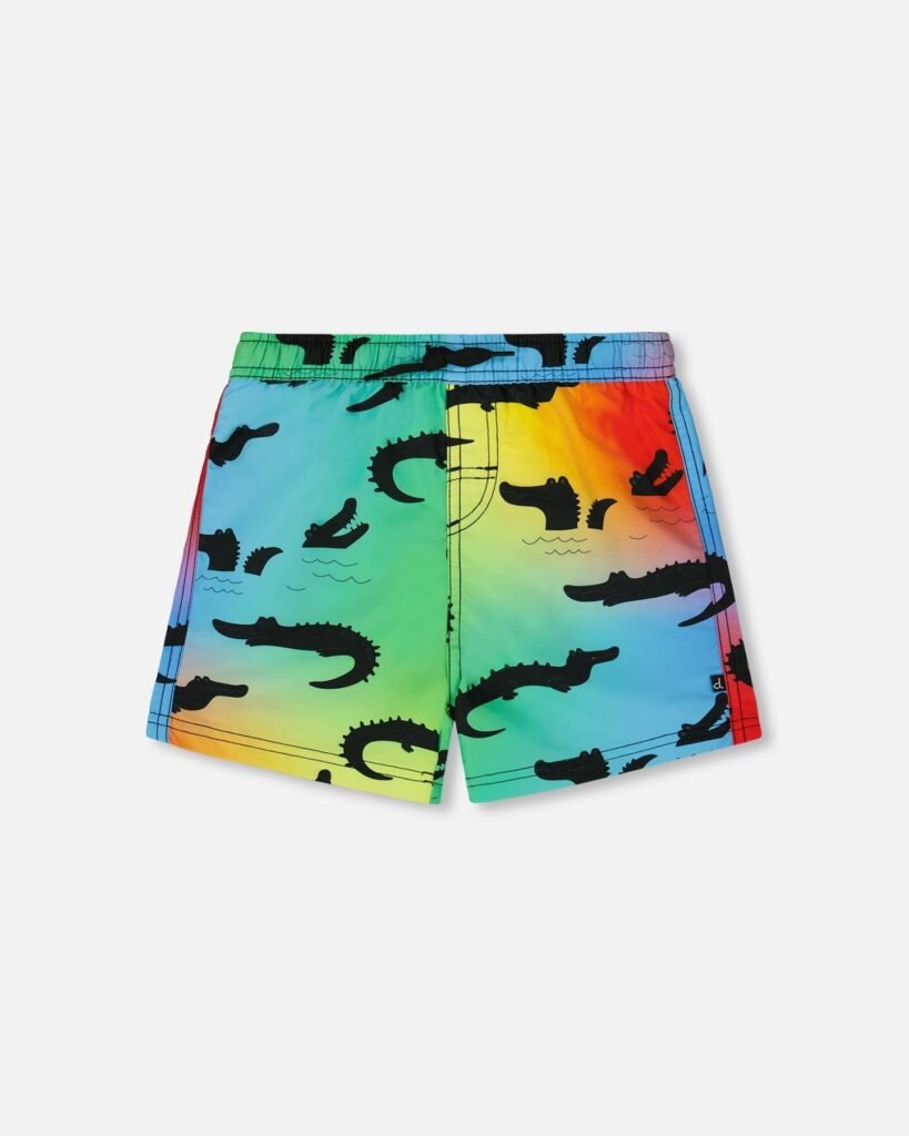Printed Boardshorts Multicolored for Boys – Fun & Vibrant Crocodile Design by Deux par Deux