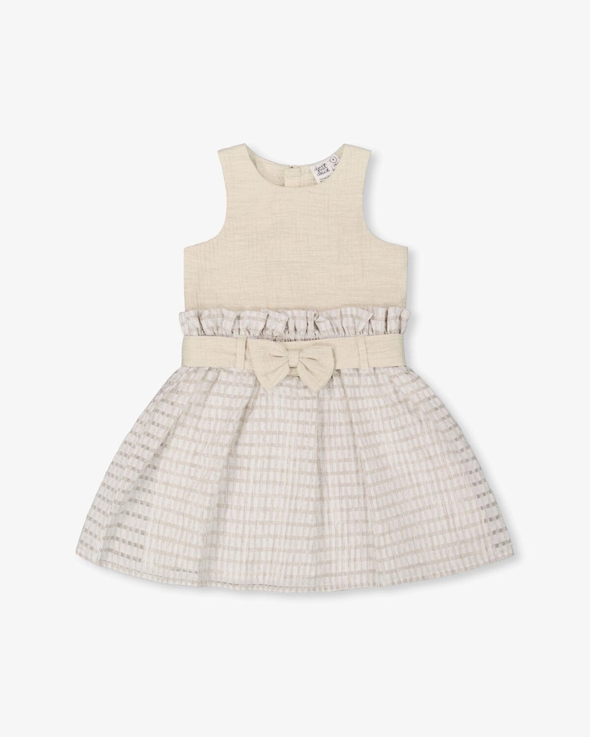 Elegant Girls Beige Belted Party Dress by Deux par Deux | Stylish & Comfortable Special Occasion Outfit