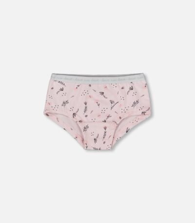 Ultra-Soft Cotton Boyshort Panty – Small Pink Flowers on Pale Pink for Girls