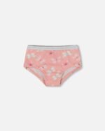 Printed Organic Cotton Boyshort Panty for Girls – Pink & Blue Butterflies on Old Pink by Deux par Deux | Soft, Stylish & Eco-Friendly Kids Underwear