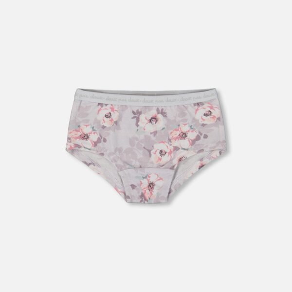 Cotton Boyshort Panty for Girls – Soft, Sustainable Comfort in Multicolored Prints A Must-Have Addition to Your Little Girl’s Wardrobe When it comes to kids clothing, comfort and style are paramount. Our Cotton Boyshort Panty for Girls offers both, making it an essential addition to any little girl's wardrobe. This ultra-soft and stretchy panty is perfect for everyday wear, whether your child is at school, playing outside, or relaxing at home. With its comfortable fit, breathable fabric, and charming designs, it ensures your little one feels confident and cute all day long. Premium Organic Cotton for Delicate Skin Crafted with care, this Cotton Boyshort Panty for Girls is made from 95% organic cotton and 5% elastane, combining the benefits of softness, breathability, and flexibility. Organic cotton is known for being gentle on sensitive skin, making it an ideal choice for young girls who need undergarments that won’t irritate or cause discomfort. The addition of elastane ensures that the panty stretches to accommodate your child’s movements while maintaining its shape over time. Not only is organic cotton naturally softer than conventional cotton, but it is also a more eco-friendly option. By choosing this panty, you’re making a sustainable decision for your child’s wardrobe, reducing environmental impact while prioritizing comfort. Charming Multicolored Designs The Cotton Boyshort Panty for Girls comes in a pack of three, each featuring a unique and playful design. One panty showcases a vibrant rainbow print, another features delicate flowers, and the third displays whimsical butterflies. These multicolored designs add a touch of fun to your child’s undergarments, making them more than just a necessity but a delightful part of her daily attire. The bright and cheerful patterns are perfect for adding a pop of color to your child’s wardrobe and are sure to bring a smile to her face. Whether she’s wearing them under her favorite dress or as part of her loungewear, these panties add a touch of personality and joy. Comfortable Fit with Signature Branding Designed to ensure comfort all day long, this Cotton Boyshort Panty for Girls features a classic boyshort silhouette, offering full coverage and a secure fit. The elastic waistband, adorned with a subtle logo print, ensures that the panty stays comfortably in place without pinching or digging into your child’s skin. The stretchy waistband adapts to your child’s movements, providing both flexibility and support. This thoughtful design prioritizes your child’s comfort while also allowing them to move freely and confidently. Whether they’re running around, playing with friends, or simply enjoying a cozy afternoon, this panty will stay in place and maintain its shape. Easy Care for Busy Parents Parenting comes with enough responsibilities, and washing your child’s clothes shouldn’t add to the stress. That’s why this Cotton Boyshort Panty for Girls is designed to be low-maintenance. It’s easy to care for—simply machine wash in cold water and tumble dry on low heat. Even after multiple washes, the soft cotton fabric retains its vibrant prints and stays gentle on your child’s skin. This makes it a reliable and long-lasting addition to your child’s wardrobe. Available in a Range of Sizes Our Cotton Boyshort Panty for Girls is available in sizes ranging from 2/3 years up to 11/12 years, making it suitable for young girls of different ages. The stretchy fabric and adjustable waistband ensure a comfortable fit as your child grows. Whether your little one is just starting to wear undergarments or is well into her school years, this panty will provide the perfect fit and plenty of room to move. A Thoughtful Gift for Young Girls Looking for a practical yet thoughtful gift? The Cotton Boyshort Panty for Girls makes an excellent choice for birthdays, holidays, or baby showers. With its soft organic cotton material, charming multicolored designs, and comfortable fit, it’s sure to delight both parents and children alike. This panty offers a stylish yet functional solution to everyday girls clothing essentials, making it a wonderful addition to any girl’s wardrobe. Sustainable Choice for Conscious Parents By opting for this Cotton Boyshort Panty for Girls, you’re making a conscious decision to support sustainable fashion. Organic cotton is grown without harmful pesticides, ensuring that it’s not only safe for your child’s delicate skin but also better for the environment. This panty provides parents with a stylish and eco-friendly choice that combines comfort, practicality, and sustainability. Enhance your little girl’s wardrobe with the Cotton Boyshort Panty for Girls—the perfect blend of style, comfort, and sustainability. This panty provides your child with the soft, breathable fabric she needs for everyday wear while adding a touch of fun with its multicolored prints. Whether for play or rest, this panty will keep your child feeling confident and comfortable.