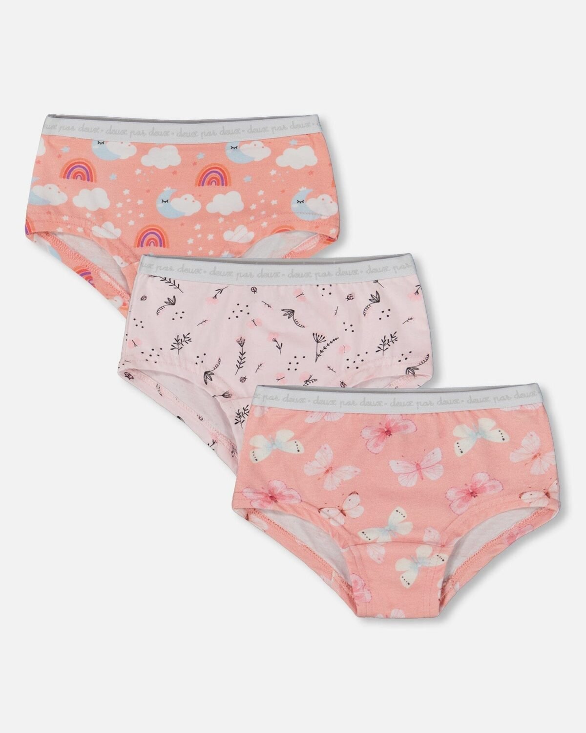 Printed Organic Cotton Boyshort Panty Pack (Set of 3) – Multicolored Comfort & Style by Deux par Deux | Soft, Eco-Friendly Girls' Underwear