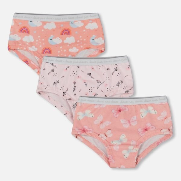 Printed Organic Cotton Boyshort Panty Pack (Set of 3) – Multicolored Comfort & Style by Deux par Deux | Soft, Eco-Friendly Girls' Underwear