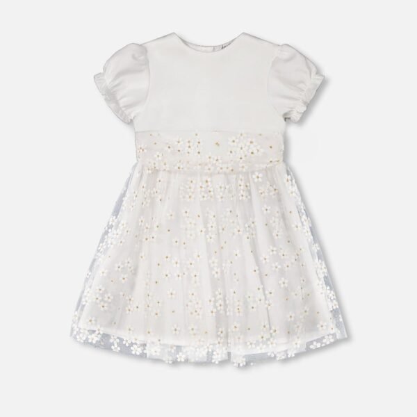 Elegant White Puff Sleeve Dress for Girls by Deux par Deux | Charming & Timeless Kids Clothing
