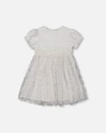 Elegant Baby Puff Sleeve Dress for Girls – White Floral by Deux par Deux | Perfect for Special Occasions