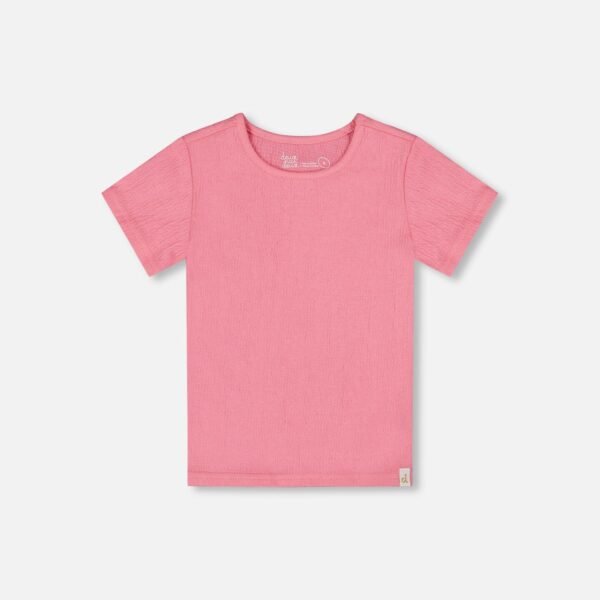 Crinkle Short Sleeve Top for Girls – Candy Pink by Deux par Deux | Soft, Playful & Versatile Kids Clothing